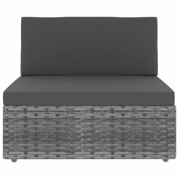 6-tlg. Garten-Lounge-Set Poly Rattan Grau