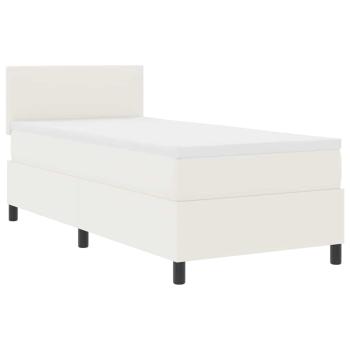LED Boxspringbett mit Matratze Creme 100x200 cm Cordstoff