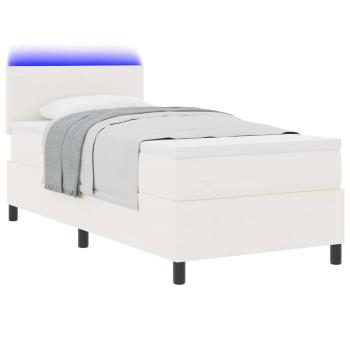 LED Boxspringbett mit Matratze Creme 100x200 cm Cordstoff