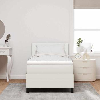 LED Boxspringbett mit Matratze Creme 100x200 cm Cordstoff