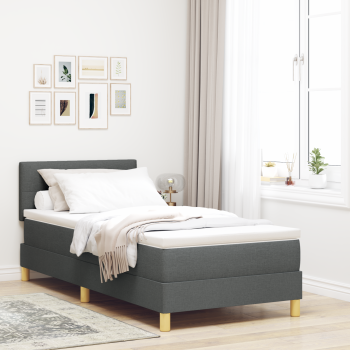 Boxspringbett mit Matratze Dunkelgrau 80x200 cm Stoff
