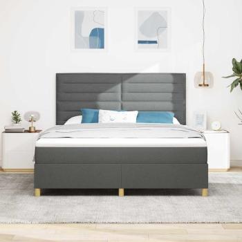 Boxspringbett mit Matratze Dunkelgrau Super King Stoff
