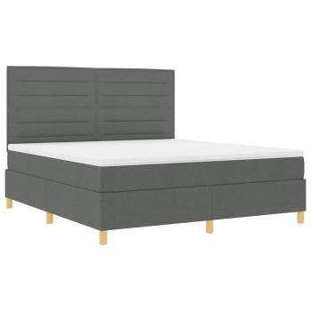 Boxspringbett mit Matratze Dunkelgrau Super King Stoff