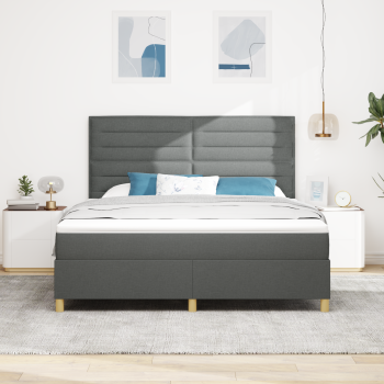 Boxspringbett mit Matratze Dunkelgrau Super King Stoff