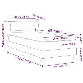 Boxspringbett mit Matratze Hellgrau 80x200 cm Stoff