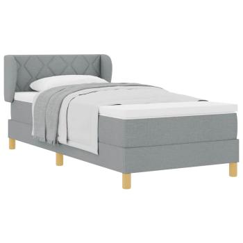 Boxspringbett mit Matratze Hellgrau 90x200 cm Stoff