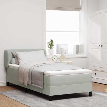ARDEBO.de - Boxspringbett mit Kopfteil Hellgrau 100 x 200 cm Samt