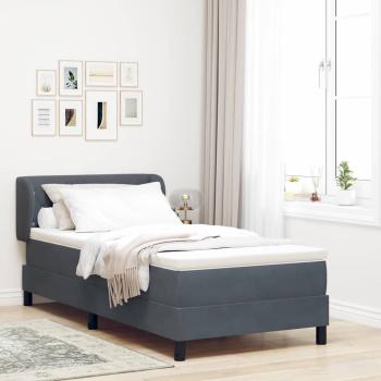 ARDEBO.de - Boxspringbett mit Matratze in Dunkelgrau, 100x200 cm, Samt