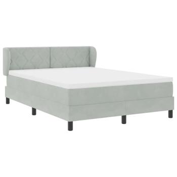 Boxspringbett mit Matratze in Hellgrau, 140x190 cm, Samt