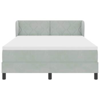 Boxspringbett mit Matratze in Hellgrau, 140x190 cm, Samt