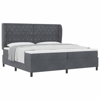Boxspringbett mit Matratze Dunkelgrau 200x200 cm Samt