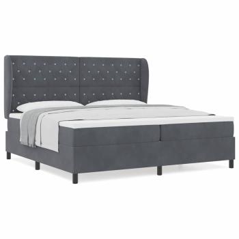 Boxspringbett mit Matratze Dunkelgrau 200x200 cm Samt