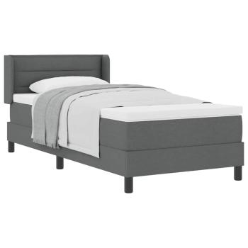 Boxspringbett mit Matratze Dunkelgrau 80x200 cm Stoff, Kopfteil Linien Design Dunkelgrau 80 cm Stoff