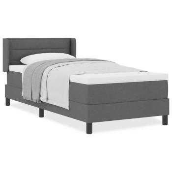 Boxspringbett mit Matratze Dunkelgrau 80x200 cm Stoff, Kopfteil Linien Design Dunkelgrau 80 cm Stoff