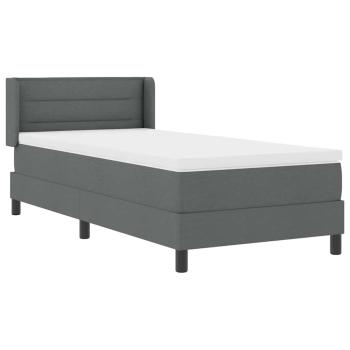 Boxspringbett mit Matratze Dunkelgrau 80x200 cm Stoff, Kopfteil Linien Design Dunkelgrau 80 cm Stoff