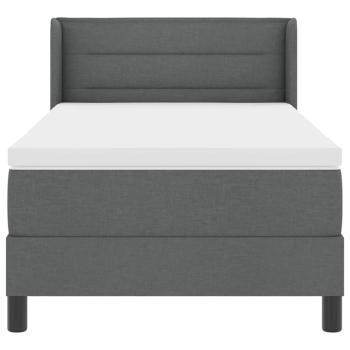 Boxspringbett mit Matratze Dunkelgrau 80x200 cm Stoff, Kopfteil Linien Design Dunkelgrau 80 cm Stoff