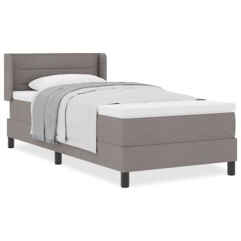 Boxspringbett mit Matratze Taupe 80x200 cm Stoff, Kopfteil Linien Design Taupe 80 cm Stoff