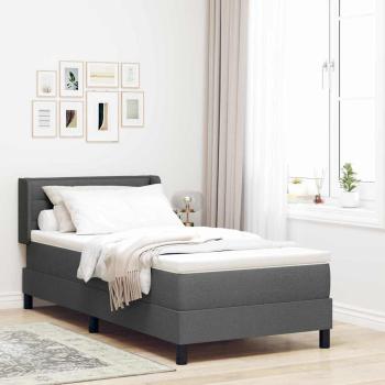 ARDEBO.de - Boxspringbett mit Matratze Dunkelgrau 90x200 cm Stoff, Kopfteil Linien Design Dunkelgrau 90 cm Stoff