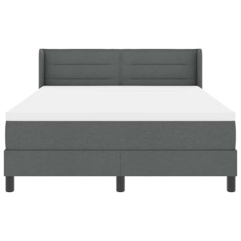 Boxspringbett mit Matratze Dunkelgrau 140x200 cm Stoff, Kopfteil Linien-Design Dunkelgrau 140 cm Stoff