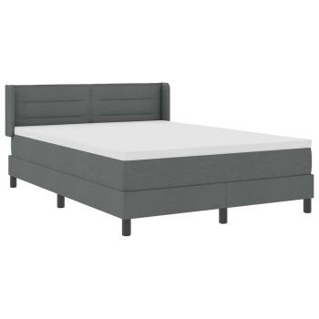 Boxspringbett mit Matratze Dunkelgrau 140x200 cm Stoff, Kopfteil Linien-Design Dunkelgrau 140 cm Stoff