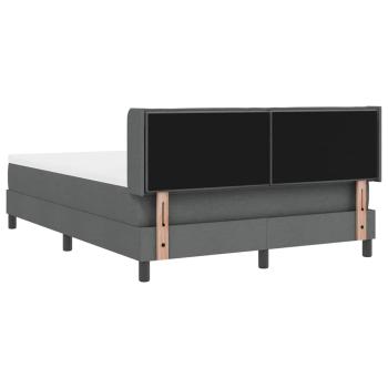 Boxspringbett mit Matratze Dunkelgrau 140x200 cm Stoff, Kopfteil Linien-Design Dunkelgrau 140 cm Stoff