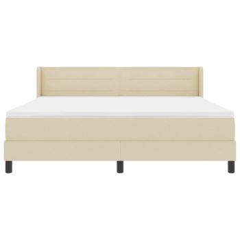 Boxspringbett mit Matratze Creme 180x200 cm Stoff, Kopfteil Linienmuster Creme 180 cm Stoff