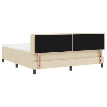 Boxspringbett mit Matratze Creme 180x200 cm Stoff, Kopfteil Linienmuster Creme 180 cm Stoff