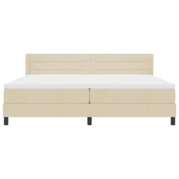 Boxspringbett mit Matratze Creme 200x200 cm Stoff, Kopfteil Linien Design Creme 200 cm Stoff