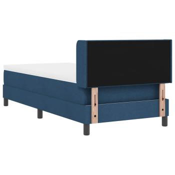 Boxspringbett mit Matratze Blau 80x200 cm Stoff, Kopfteil knopfbeschichtet Blau 80 cm Stoff