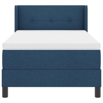 Boxspringbett mit Matratze Blau 80x200 cm Stoff, Kopfteil knopfbeschichtet Blau 80 cm Stoff