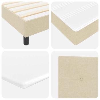 Boxspringbett mit Matratze Creme 100x200 cm Stoff, Kopfteil mit Knopfheftung Creme 100 cm Stoff