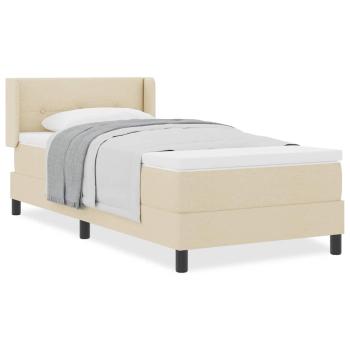 Boxspringbett mit Matratze Creme 100x200 cm Stoff, Kopfteil mit Knopfheftung Creme 100 cm Stoff