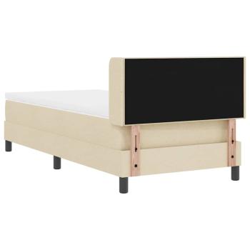 Boxspringbett mit Matratze Creme 100x200 cm Stoff, Kopfteil mit Knopfheftung Creme 100 cm Stoff
