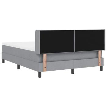 Boxspringbett mit Matratze Hellgrau 160x200 cm Stoff, Kopfteil geknöpft Hellgrau 160 cm Stoff