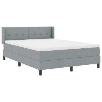 Boxspringbett mit Matratze Hellgrau 160x200 cm Stoff, Kopfteil geknöpft Hellgrau 160 cm Stoff