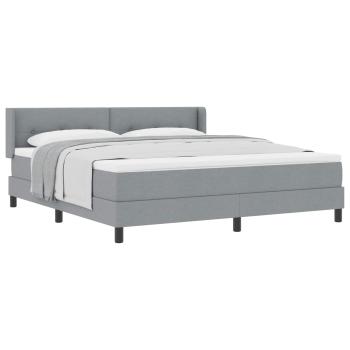 Boxspringbett mit Matratze Hellgrau 180x200 cm Stoff, Kopfteil mit Knopfheftung Hellgrau 180 cm Stoff