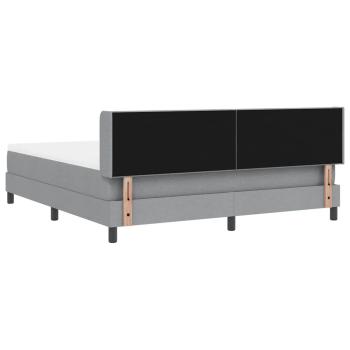 Boxspringbett mit Matratze Hellgrau 180x200 cm Stoff, Kopfteil mit Knopfheftung Hellgrau 180 cm Stoff