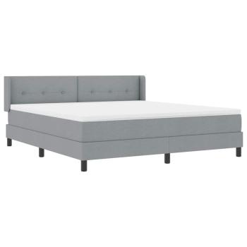 Boxspringbett mit Matratze Hellgrau 180x200 cm Stoff, Kopfteil mit Knopfheftung Hellgrau 180 cm Stoff