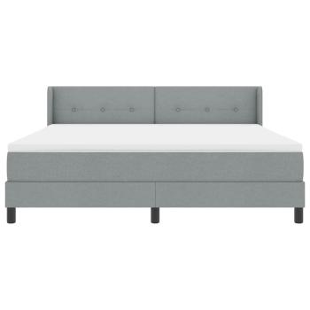 Boxspringbett mit Matratze Hellgrau 180x200 cm Stoff, Kopfteil mit Knopfheftung Hellgrau 180 cm Stoff