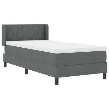 Boxspringbett mit Matratze Dunkelgrau 90x190 cm Stoff, Kopfteil Design mit Diamantblöcken Dunkelgrau 90 cm Stoff