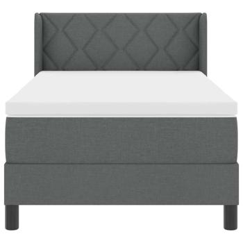 Boxspringbett mit Matratze Dunkelgrau 90x190 cm Stoff, Kopfteil Design mit Diamantblöcken Dunkelgrau 90 cm Stoff
