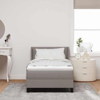 Boxspringbett mit Matratze Taupe 90x200 cm Stoff, Kopfteil Diamantblock-Design Taupe 90 cm Stoff