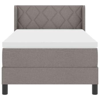 Boxspringbett mit Matratze Taupe 90x200 cm Stoff, Kopfteil Diamantblock-Design Taupe 90 cm Stoff