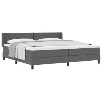Boxspringbett mit Matratze Dunkelgrau 200x200 cm Stoff, Kopfteil Diamantblockdesign Dunkelgrau 200 cm Stoff