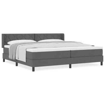 Boxspringbett mit Matratze Dunkelgrau 200x200 cm Stoff, Kopfteil Diamantblockdesign Dunkelgrau 200 cm Stoff