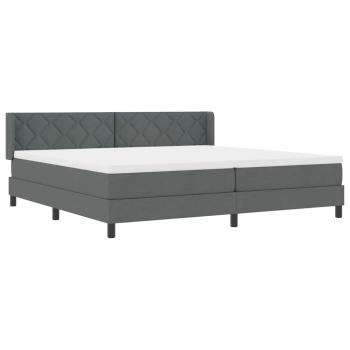 Boxspringbett mit Matratze Dunkelgrau 200x200 cm Stoff, Kopfteil Diamantblockdesign Dunkelgrau 200 cm Stoff