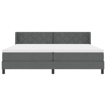 Boxspringbett mit Matratze Dunkelgrau 200x200 cm Stoff, Kopfteil Diamantblockdesign Dunkelgrau 200 cm Stoff