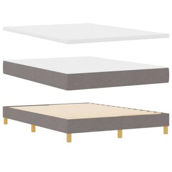 Boxspringbett mit Matratze Taupe 140x200 cm Stoff, Kopfteil Linien Design Taupe 140 cm Stoff