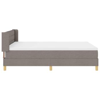 Boxspringbett mit Matratze Taupe 140x200 cm Stoff, Kopfteil Linien Design Taupe 140 cm Stoff