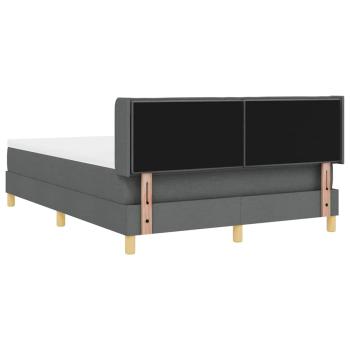 Boxspringbett mit Matratze Dunkelgrau 160x200 cm Stoff, Kopfteil Linien Design Dunkelgrau 160 cm Stoff